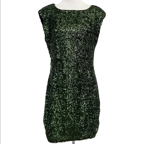 Alice + Olivia | Dresses | Alice Olivia Green Sequins Keyhole Dress Sm |  Poshmark